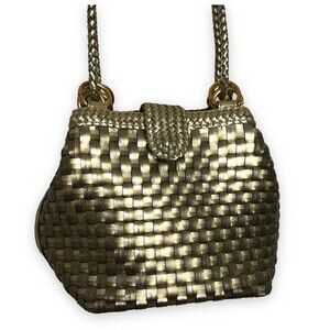 Bags by Warren Reed Vintage Gold Bronze Faux Leather Woven Braided Strap Retro